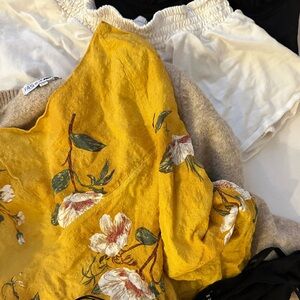 Fashion Nova Dress, Top; Aritzia Shorts; Hollister Bikinis